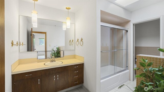 16 Riverview Dr NE, Auburn, WA 98002 - full bathroom with vanity, enclosed tub / shower combo, and tile patterned floors