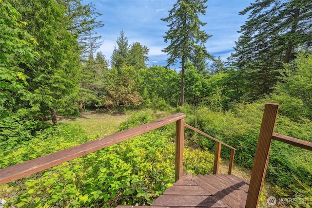 1188 Island Dr, Lummi Island, WA 98262 - wooden terrace with a view of trees
