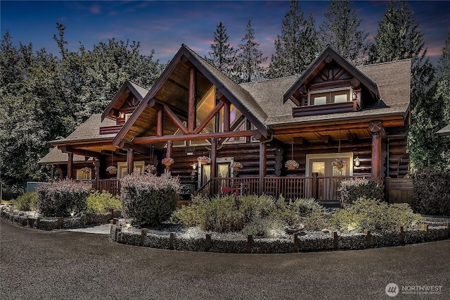 19219 SE 299th Pl, Kent, WA 98042 - log home featuring log siding and a porch