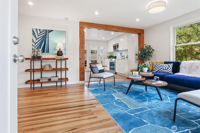 369 NW 49th St, Seattle, WA 98107 - living room with light wood-style floors and recessed lighting