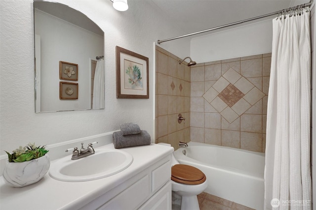 9512 1st Ave NE Unit 402, Seattle, WA 98115 - bathroom with vanity, toilet, shower / bath combo, and tile patterned floors