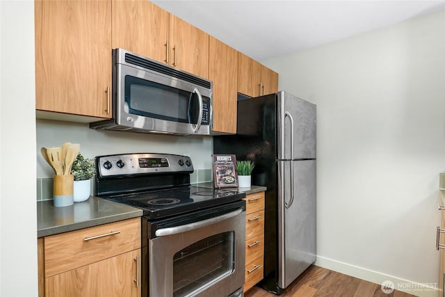 15155 NE 82nd St Unit 103, Redmond, WA 98052 - kitchen with stainless steel appliances, wood finished floors, and baseboards