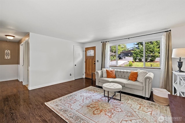 5629 146th St SW, Edmonds, WA 98026 - living room featuring wood finished floors and wainscoting