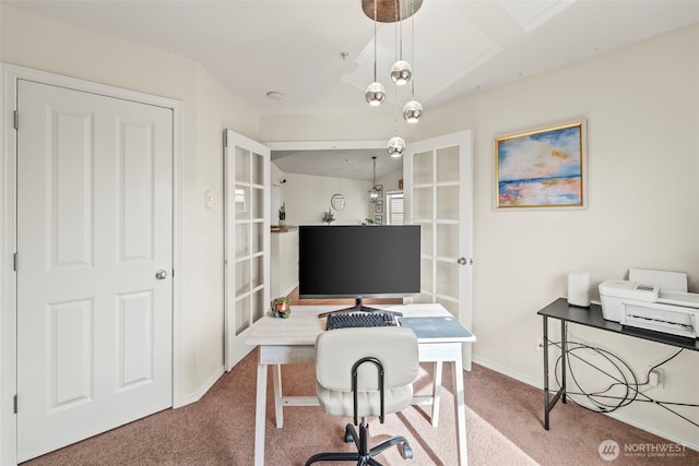 2143 Hammond Ave Unit E10, Dupont, WA 98327 - carpeted office space with french doors, baseboards, and lofted ceiling