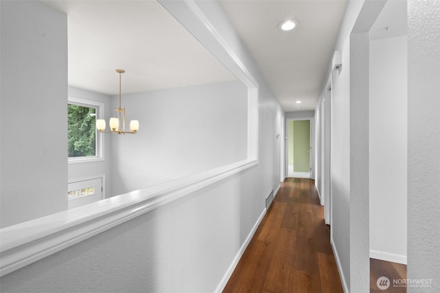 13304 SE 248th Pl, Kent, WA 98042 - hall featuring recessed lighting, wood finished floors, and a chandelier