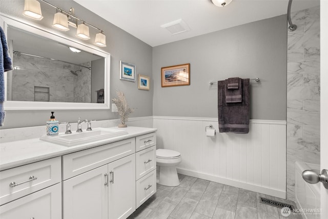 13304 SE 248th Pl, Kent, WA 98042 - full bath featuring vanity, a shower, and wainscoting
