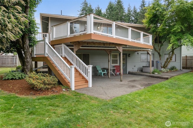 13304 SE 248th Pl, Kent, WA 98042 - back of property with stairs, a patio, and a deck