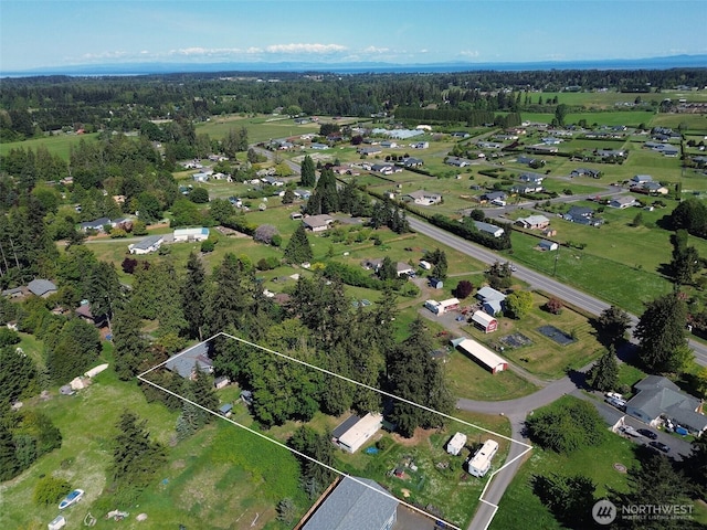 81 Robbins Rd, Sequim, WA 98382 - aerial view of property and surrounding area with property parcel outlined