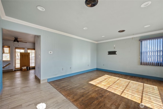 1203 S 8th Ave, Yakima, WA 98902 - spare room with healthy amount of natural light, light wood-style flooring, ceiling fan, ornamental molding, and recessed lighting