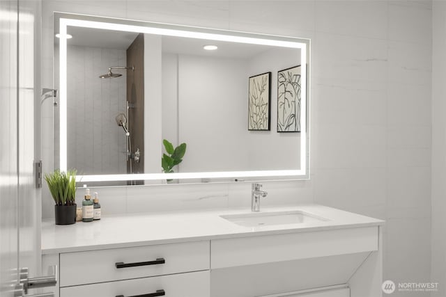 999 110th Ave NE Unit 202, Bellevue, WA 98004 - bathroom with vanity and recessed lighting