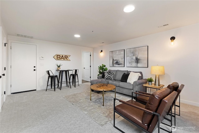 5134 S Wallace St, Seattle, WA 98178 - living room with light colored carpet, recessed lighting, and baseboards