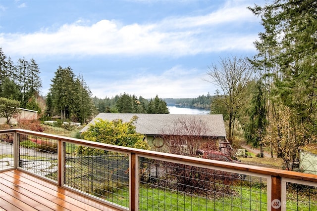 110 E Sea Breeze Dr, Grapeview, WA 98546 - wooden terrace featuring a water view