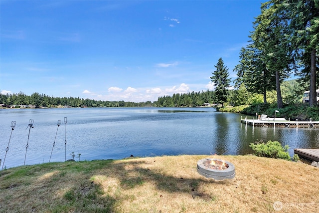 268 Kingsway W, Bremerton, WA 98312 - water view featuring an outdoor fire pit and a dock