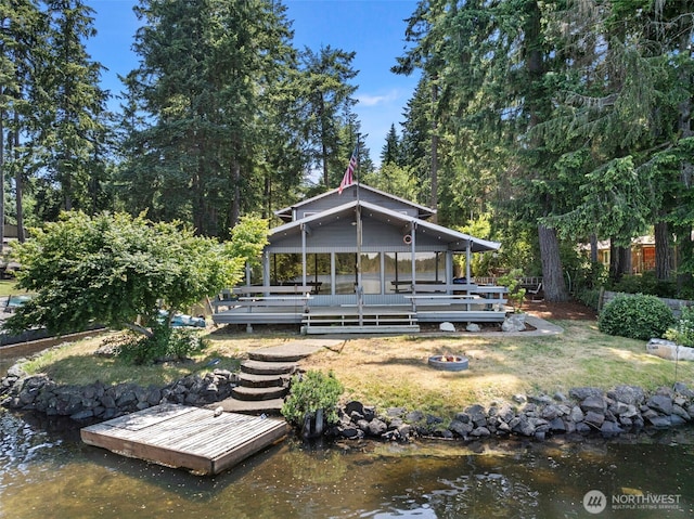 268 Kingsway W, Bremerton, WA 98312 - back of property with a water view and a fire pit