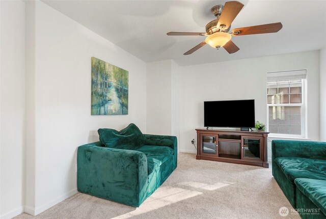 34821 NE Gable Ave, La Center, WA 98629 - living area featuring carpet and ceiling fan