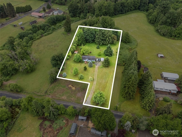 1201 8th St, Vader, WA 98593 - overview of rural landscape featuring property parcel outlined