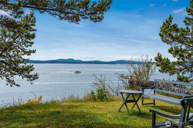 317 Eagles Roost Ln, Lopez Island, WA 98261 - water view featuring a mountainous background