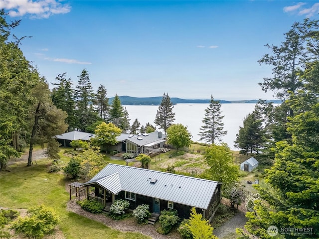 317 Eagles Roost Ln, Lopez Island, WA 98261 - aerial view of property and surrounding area featuring a nearby body of water