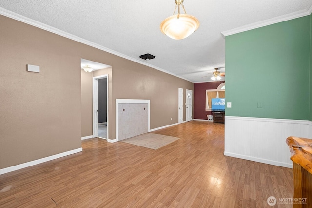 3710 Rucker Ave, Everett, WA 98201 - unfurnished room with a ceiling fan, light wood-type flooring, ornamental molding, and baseboards