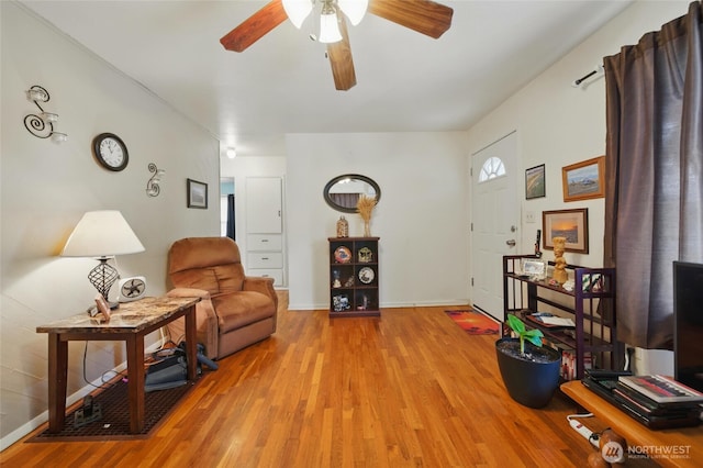 1832 Celestia Dr, Walla Walla, WA 99362 - living room with wood finished floors, ceiling fan, and baseboards