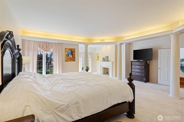 4180 April Dr, Wenatchee, WA 98801 - bedroom featuring ornate columns and light carpet