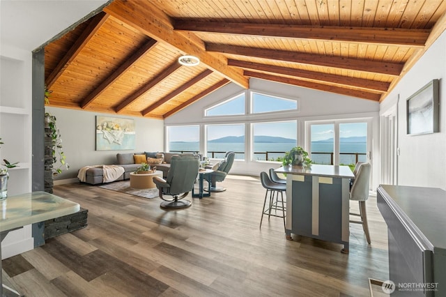 3161 Locust Ave, Bellingham, WA 98225 - living room featuring wooden ceiling and wood finished floors