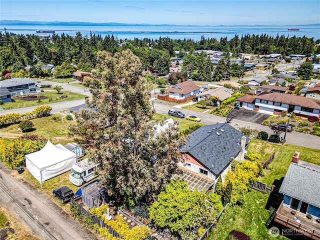 1716 E 4th St, Port Angeles, WA 98362 - aerial perspective of suburban area featuring a large body of water