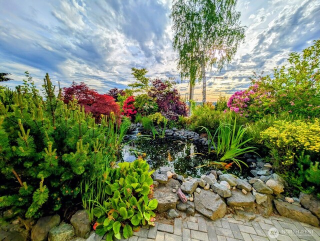 1550 N Narrows Dr, Tacoma, WA 98406 - view of yard featuring a small pond