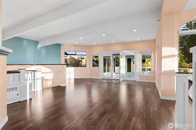1550 N Narrows Dr, Tacoma, WA 98406 - unfurnished living room with wood finished floors, healthy amount of natural light, baseboards, and recessed lighting