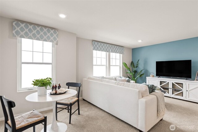 7318 281st Pl NW Unit 42, Stanwood, WA 98292 - living room featuring light carpet and recessed lighting