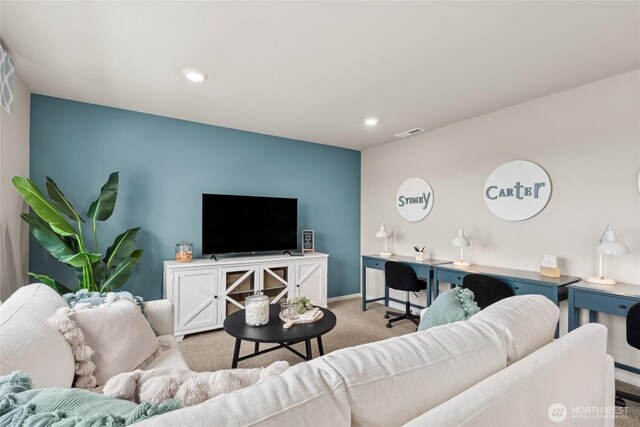 7318 281st Pl NW Unit 42, Stanwood, WA 98292 - living area with carpet flooring, recessed lighting, and baseboards