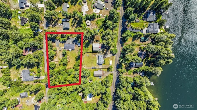 12323 Burchard Dr SW, Port Orchard, WA 98367 - aerial view of property's location featuring a nearby body of water and property parcel outlined