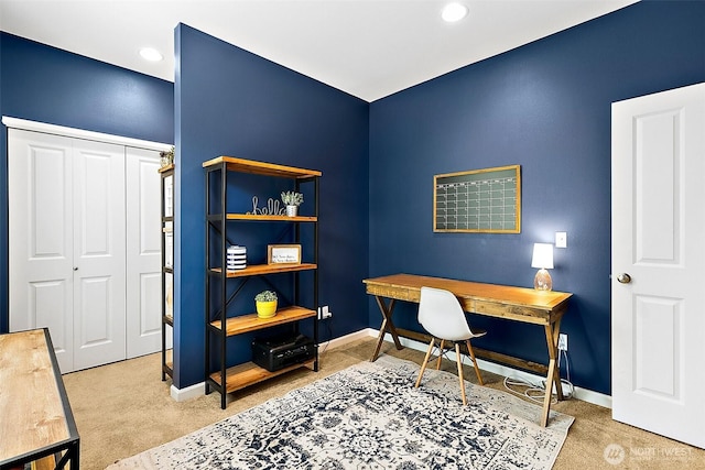 10508 174th Ave E, Bonney Lake, WA 98391 - office area featuring carpet floors, baseboards, and recessed lighting