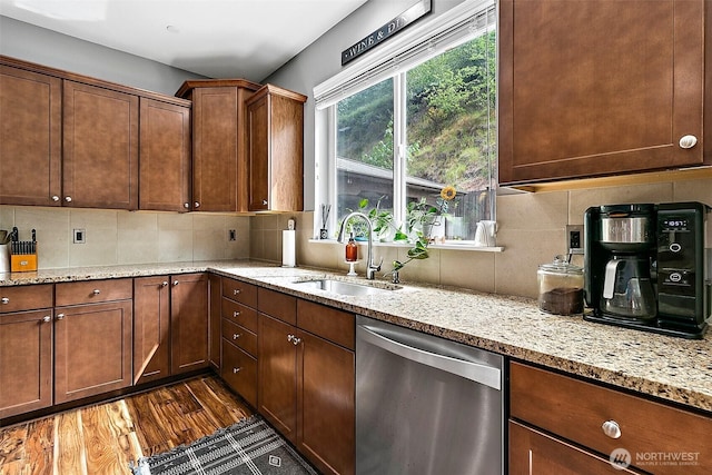 10508 174th Ave E, Bonney Lake, WA 98391 - kitchen featuring dishwasher, a sink, dark wood-style flooring, and plenty of natural light