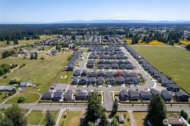 15028 Iverson Loop SE, Yelm, WA 98597 - aerial view of property and surrounding area featuring nearby suburban area and a mountain backdrop