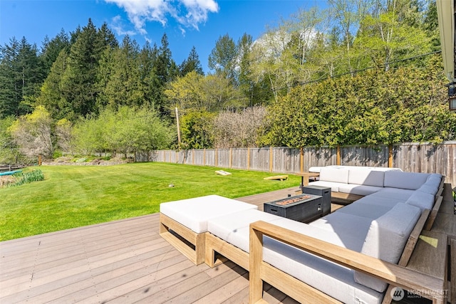 2 Greene Point Rd, Bellingham, WA 98229 - deck featuring an outdoor living space with a fire pit