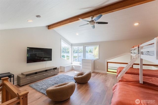 2 Greene Point Rd, Bellingham, WA 98229 - living room with wood finished floors, ceiling fan, baseboards, and recessed lighting