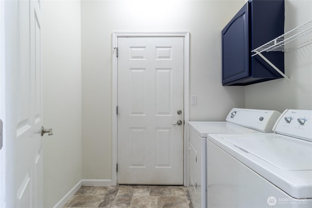 78 Cranbrook Ln, Walla Walla, WA 99362 - laundry room featuring independent washer and dryer, cabinet space, and light stone finish flooring