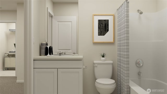 14109 195th Street Ct E, Graham, WA 98338 - full bathroom with vanity, toilet, and shower / tub combo with curtain