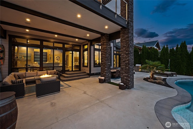 106 Shypoke Pl, Entiat, WA 98822 - view of patio with an outdoor living space with a fire pit and an outdoor pool