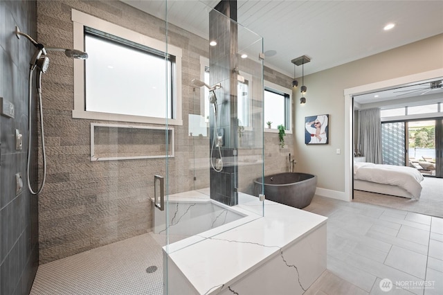 106 Shypoke Pl, Entiat, WA 98822 - ensuite bathroom with healthy amount of natural light, a stall shower, a freestanding tub, and recessed lighting