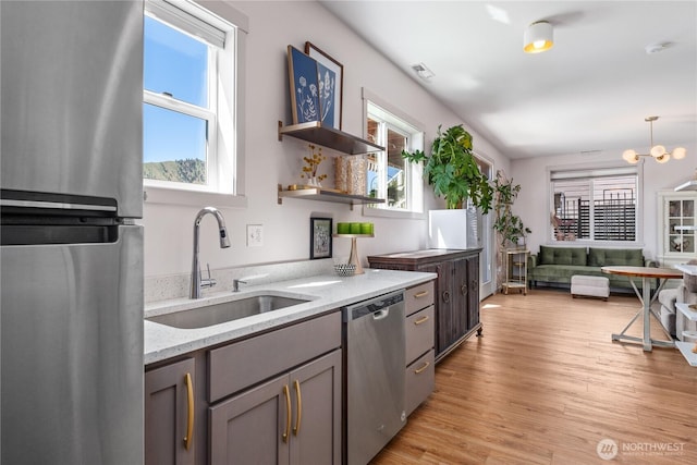 1080 Sunset Ln, Chelan, WA 98816 - kitchen featuring stainless steel appliances, a sink, healthy amount of natural light, and gray cabinets