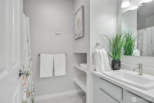 300 Cascade Ave, Granite Falls, WA 98252 - full bath with vanity and marble finish floors