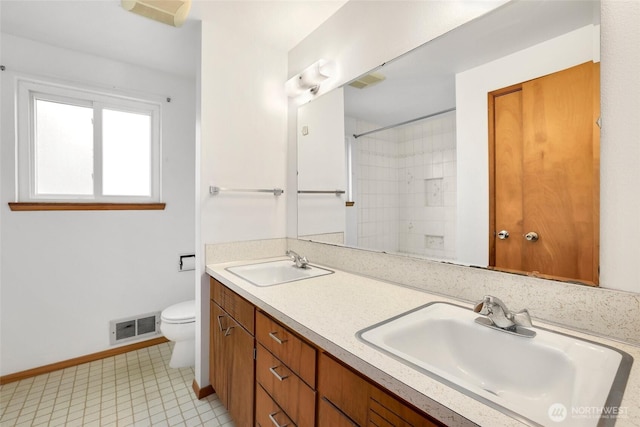 1642 Browns Point Blvd, Tacoma, WA 98422 - full bathroom with toilet, double vanity, baseboards, a shower, and tile patterned floors