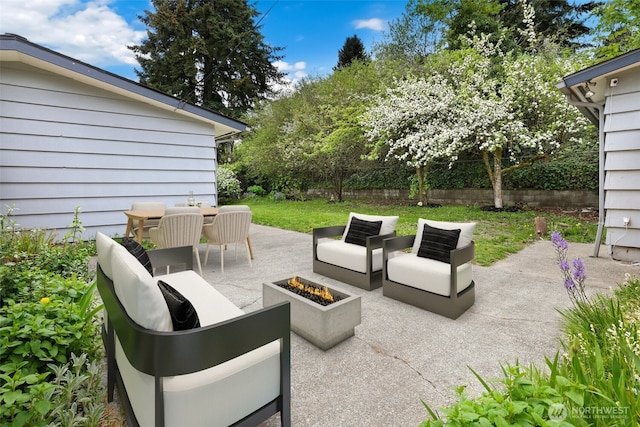 1642 Browns Point Blvd, Tacoma, WA 98422 - view of patio with an outdoor living space with a fire pit