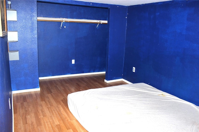 18343 Albany St SW, Rochester, WA 98579 - bedroom with wood finished floors, baseboards, and a closet