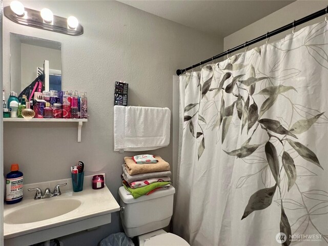 8040 Pacific Ave, Tacoma, WA 98408 - bathroom featuring vanity and a shower with shower curtain