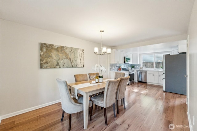 7309 134th Ave NE, Redmond, WA 98052 - dining area featuring a chandelier, light wood-style floors, and baseboards
