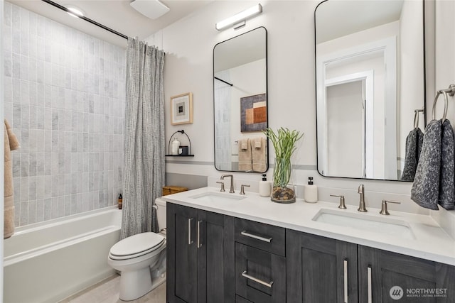 15310 204th Ave E Unit 22, Bonney Lake, WA 98391 - bathroom with shower / tub combo, double vanity, and toilet