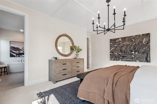 15310 204th Ave E Unit 22, Bonney Lake, WA 98391 - carpeted bedroom featuring a chandelier and baseboards